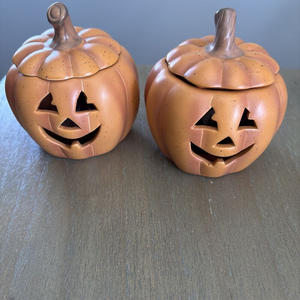 Jack-o-Lantern PartyLite Orange Pumpkin Votive Candle Holders Halloween Decor